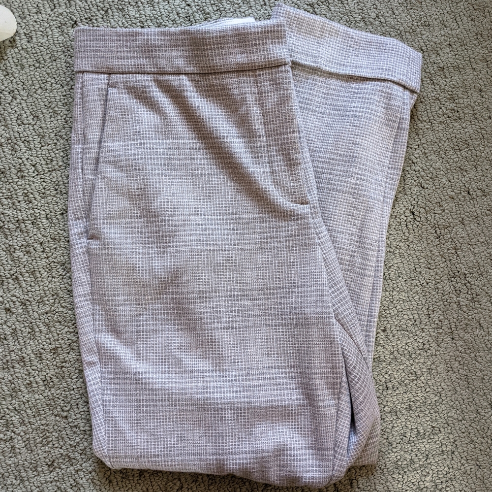 Ann Taylor The High Waist Ankle Grey Plaid Cuffed Trouser Sz 4P petite